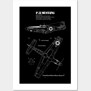 P-51 Mustang | World War 2 Plane Blueprint Posters and Art